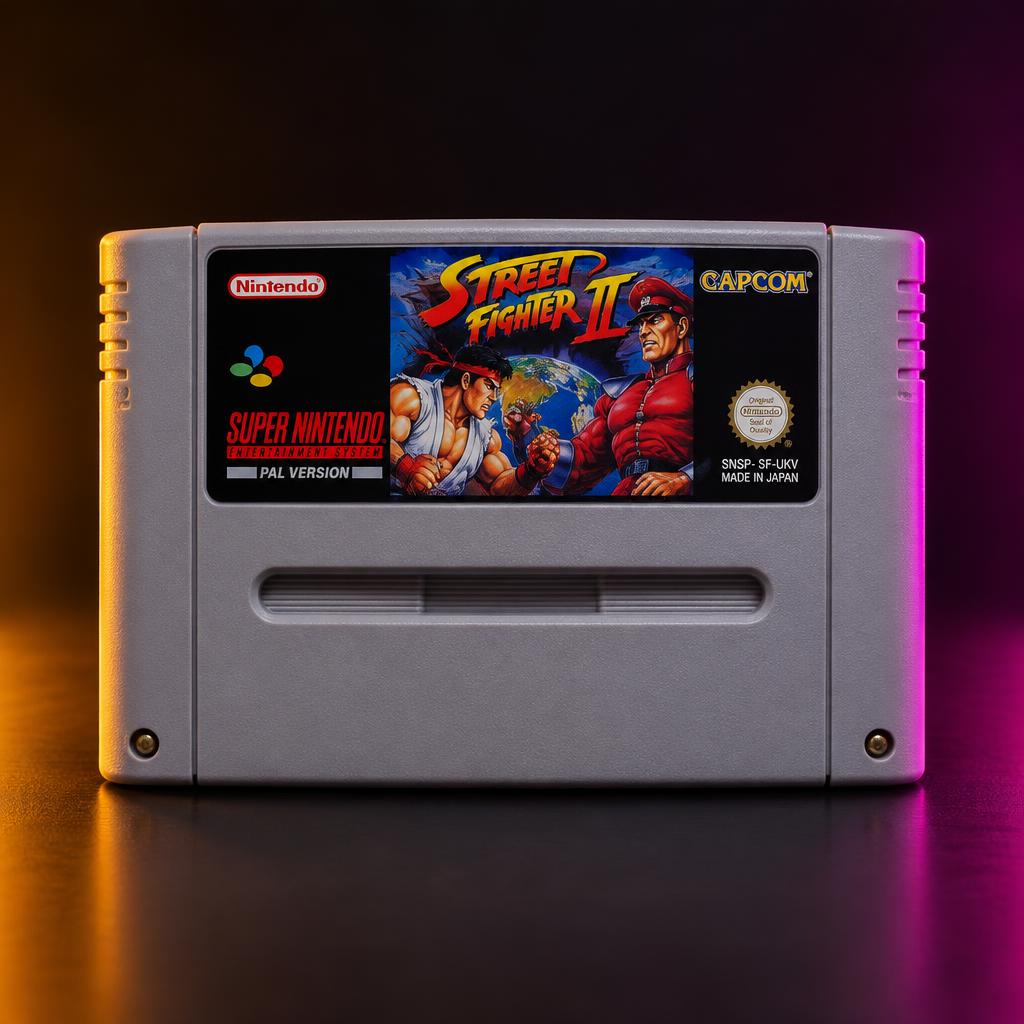 Street Fighter II (SNES) — Very good — label intact, contacts polished